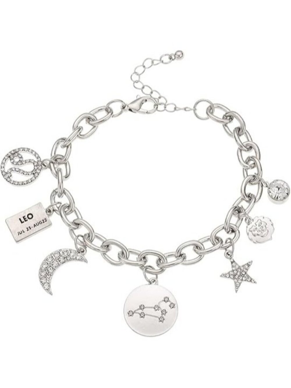 Silver Plated - Leo Zodiac Symbol Constellation Star Chain Bracelet